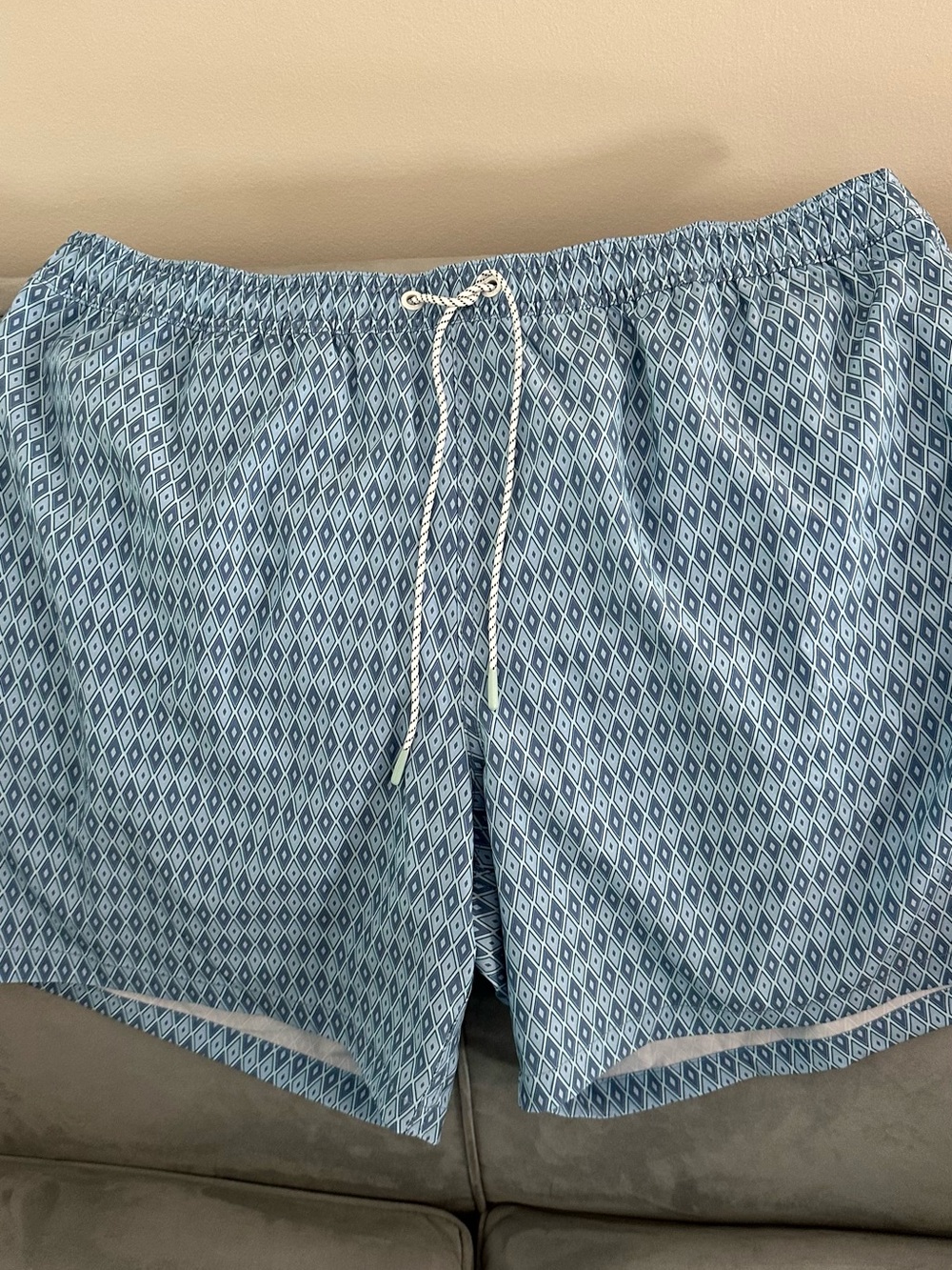 Men's  Blue Geometric Bonobos Swim Shorts with liner
